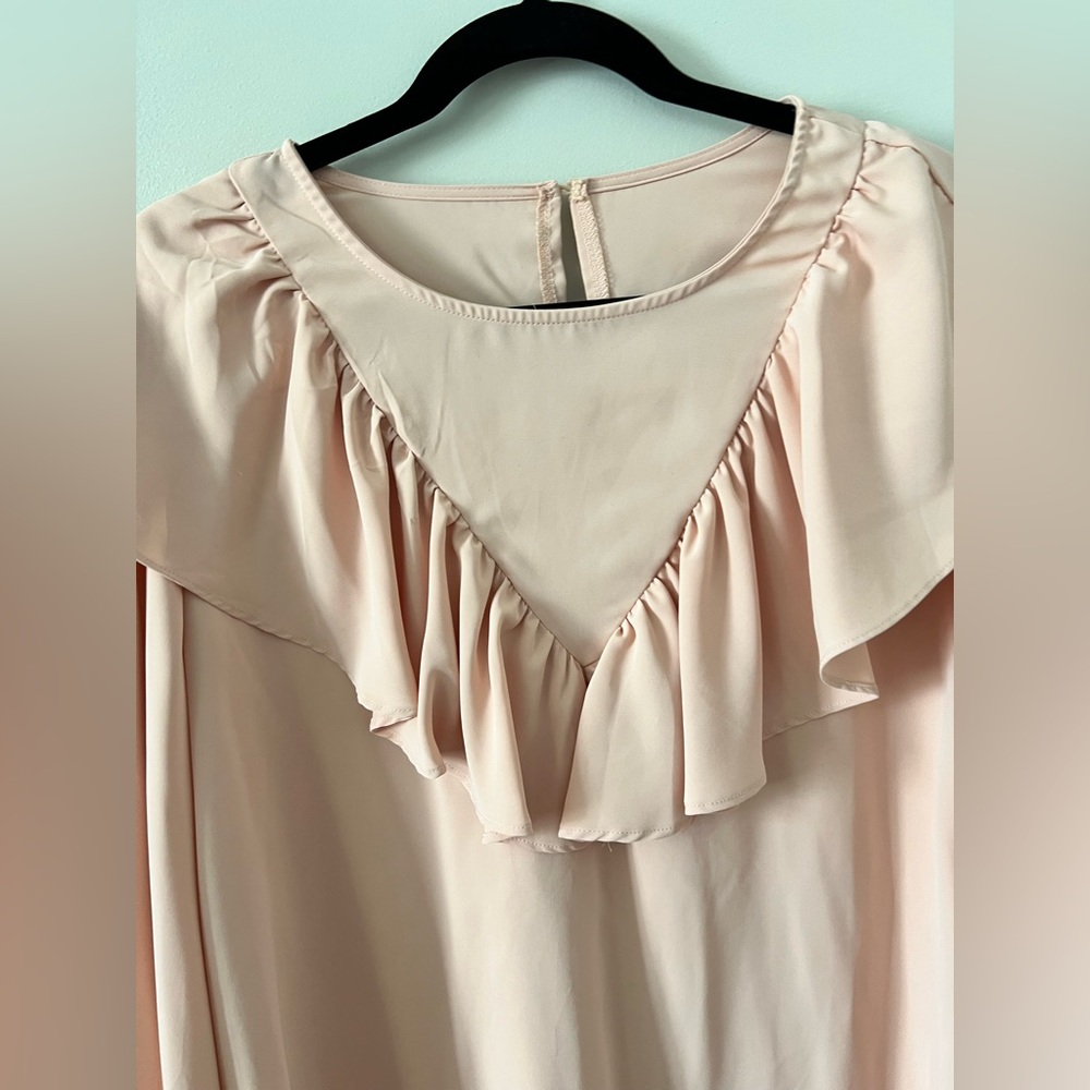 Elegant Peach Ruffle Blouse - Picture 2 of 5